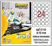 EKSTRAFİX FİX-5140 YUVARLAK LASER ETİKET 40mm 24x100 2400 ADET