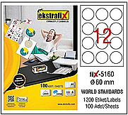 EKSTRAFİX FİX-5160 YUVARLAK LASER ETİKET 60mm 12x100 1200 ADET