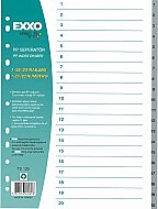EXXO DOS-TS120 PLASTİK AYRAÇ A4 1-20 RAKAM GRİ - EXXO
