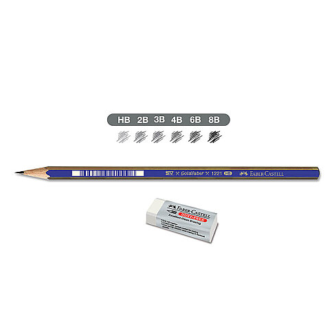 FABER-CASTELL 1221 GOLD DERECELİ KURŞUN KALEM SETİ (5 KALEM+SİLGİ+KALEMTRAŞ)(5165000000) - 2