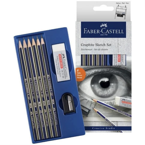 Faber-Castell 1221 Gold Dereceli Kurşun Kalem Seti (5 Kalem+Silgi+Kalemtraş)(5165000000) - 1