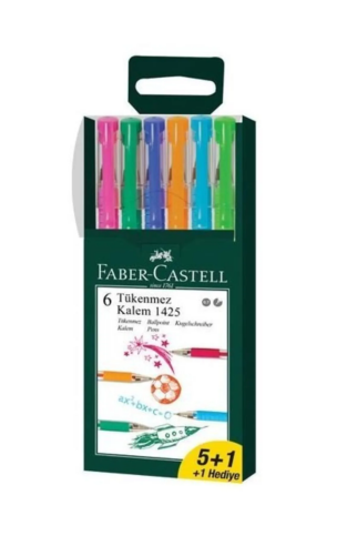 FABER-CASTELL 1425 İĞNE UÇLU TÜKENMEZ KALEM 0.7 5+1 RENK (142557) - 1