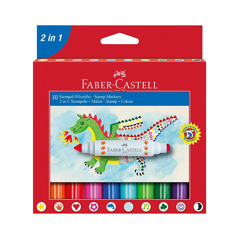 FABER-CASTELL 2İN1 JUMBO KEÇELİ KALEM 10 RENK (5062155170)