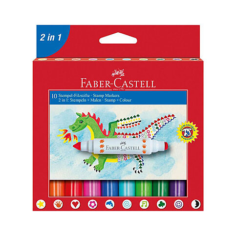 FABER-CASTELL 2İN1 JUMBO KEÇELİ KALEM 10 RENK (5062155170) - 1
