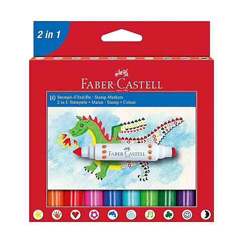 FABER-CASTELL 2İN1 JUMBO KEÇELİ KALEM 10 RENK (5062155170) - 1
