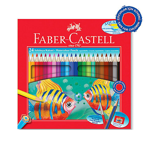 FABER-CASTELL AQUAREL KURU BOYA 24 RENK KARTON KUTU (5171110624) - 1