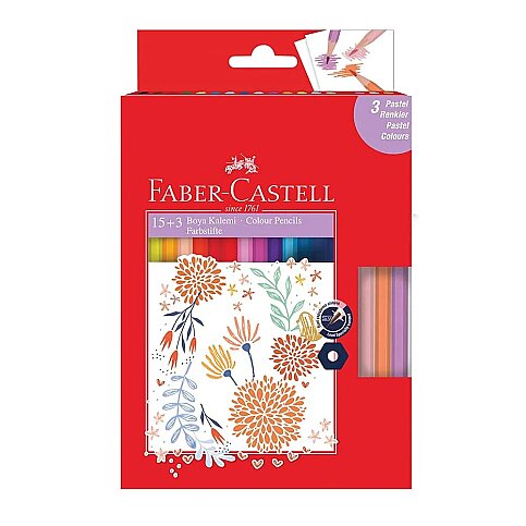 FABER-CASTELL BOYA KALEMİ PASTEL 15+3 RENK (5171000005) - 1