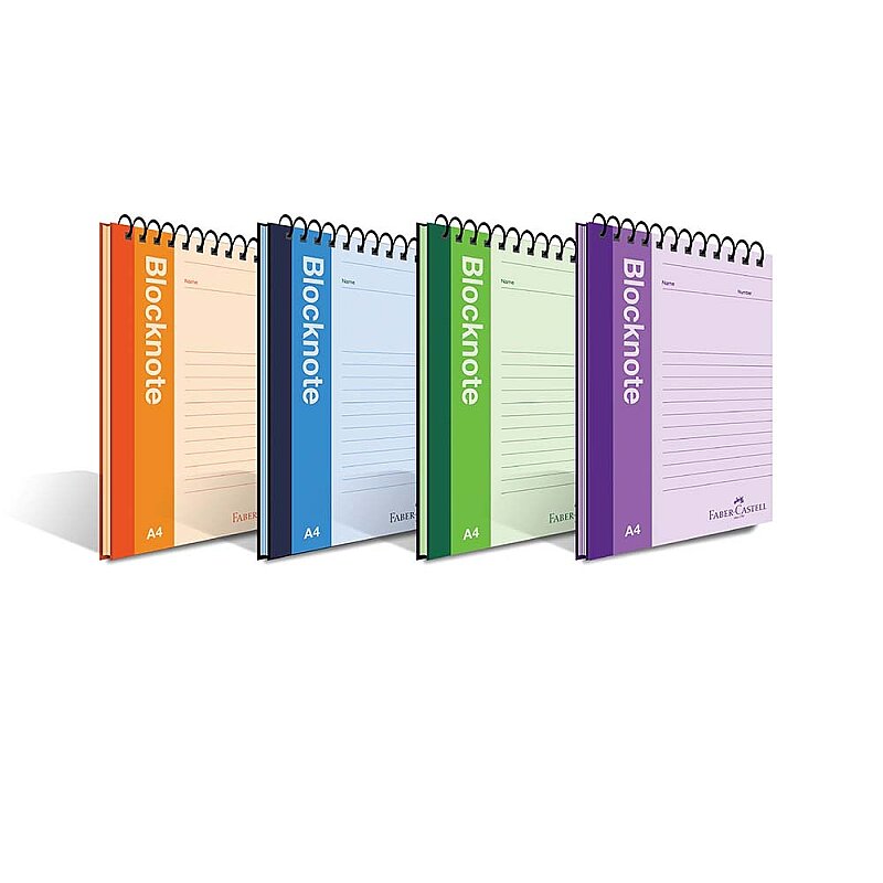 FABER-CASTELL CANLI RENK SPİRALLİ BLOKNOT A4 KARELİ 80 YAPRAK (5075000411)