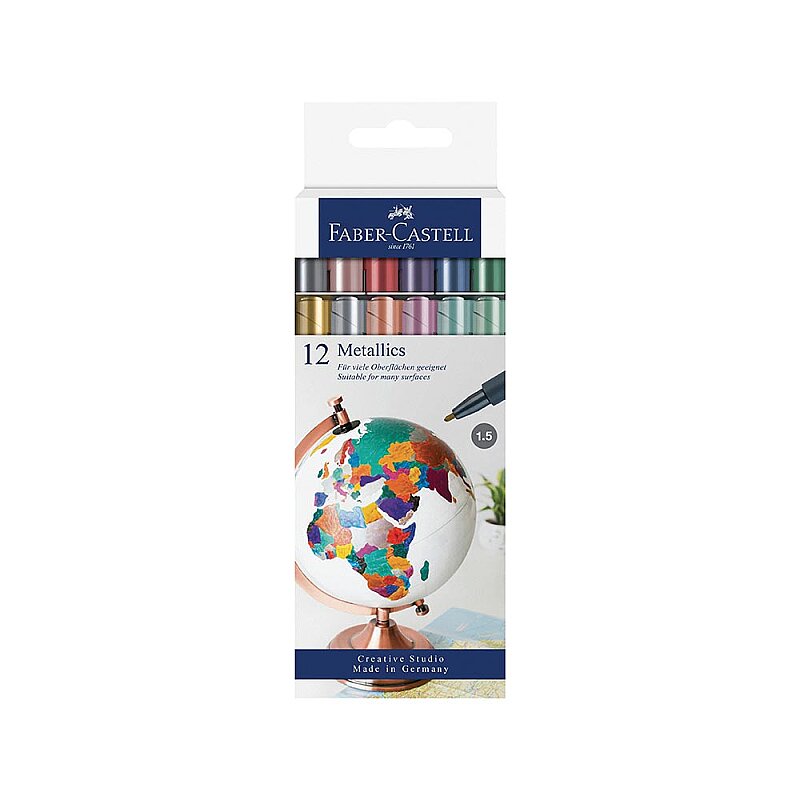 FABER-CASTELL ÇOK AMAÇLI MARKÖR METALİK 12 RENK BLİSTER (5040160713)