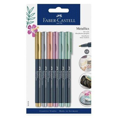 FABER-CASTELL ÇOK AMAÇLI MARKÖR METALİK 6 RENK BLİSTER (5010160706)