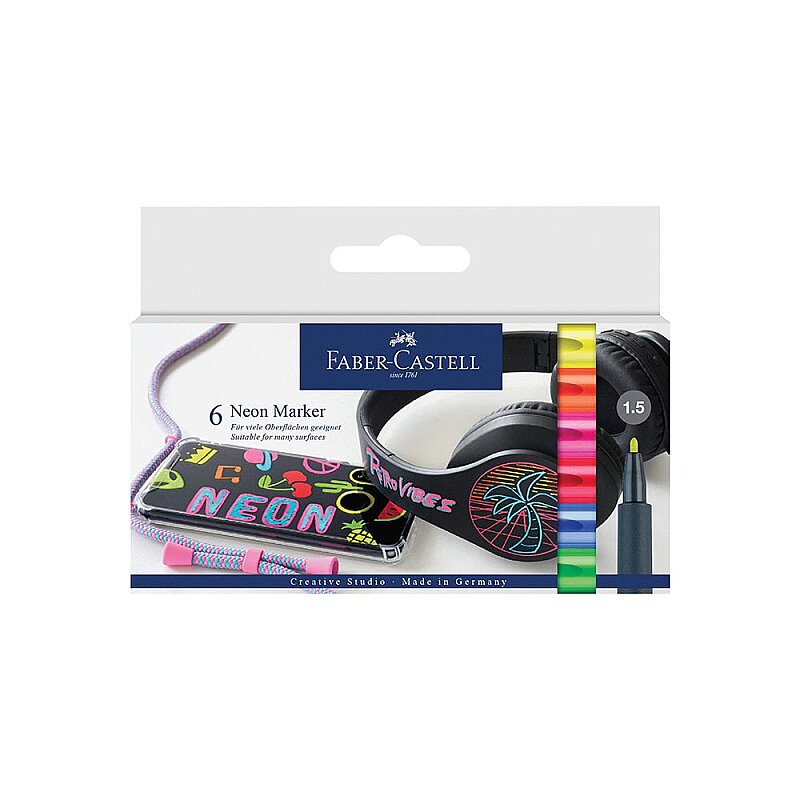 FABER-CASTELL ÇOK AMAÇLI MARKÖR NEON 6 RENK BLİSTER (5040160806)
