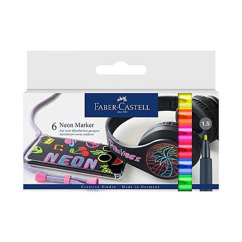 Faber-Castell Çok Amaçlı Markör Neon 6 Renk Blister (5040160806) - 2