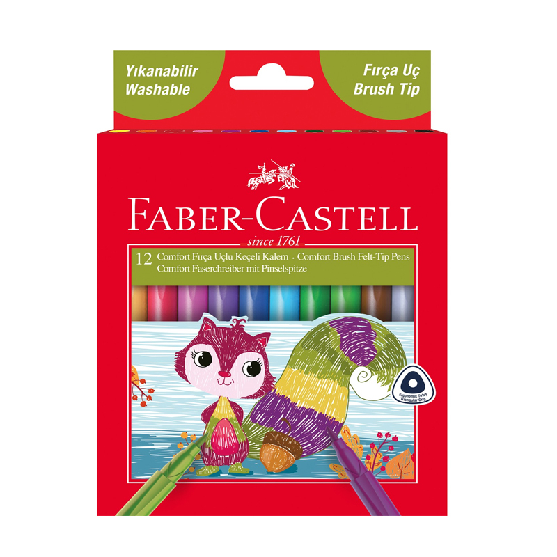 FABER-CASTELL COMFORT FIRÇA UÇLU KEÇELİ KALEM 12 RENK (5068155242)
