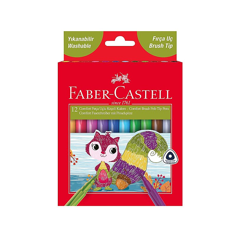 FABER-CASTELL COMFORT FIRÇA UÇLU KEÇELİ KALEM 12 RENK (5068155242)
