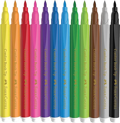 FABER-CASTELL COMFORT FIRÇA UÇLU KEÇELİ KALEM 12 RENK (5068155242) - 2