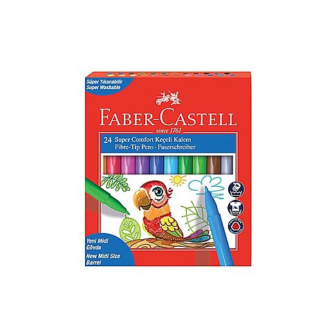 FABER-CASTELL COMFORT FIRÇA UÇLU KEÇELİ KALEM 24 RENK (5068155240) - 1