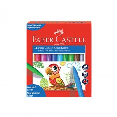 FABER-CASTELL COMFORT FIRÇA UÇLU KEÇELİ KALEM 24 RENK (155240) - 1