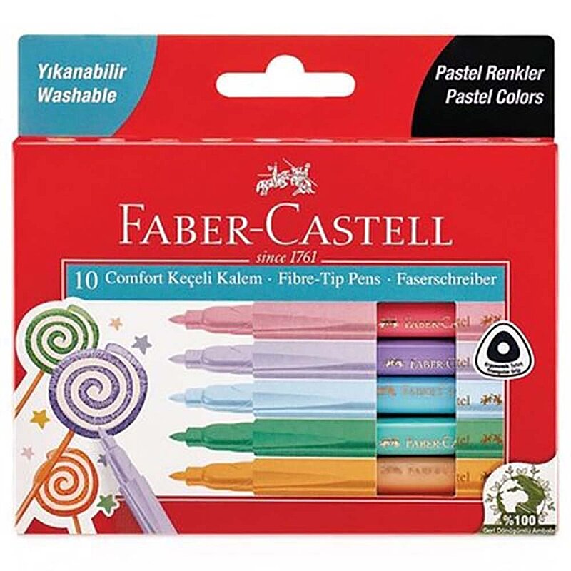 FABER-CASTELL COMFORT FIRÇA UÇLU KEÇELİ KALEM PASTEL 10 RENK (5062000011)