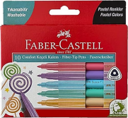 Faber-Castell Comfort Fırça Uçlu Keçeli Kalem Pastel 10 Renk (000011) - FABER-CASTELL
