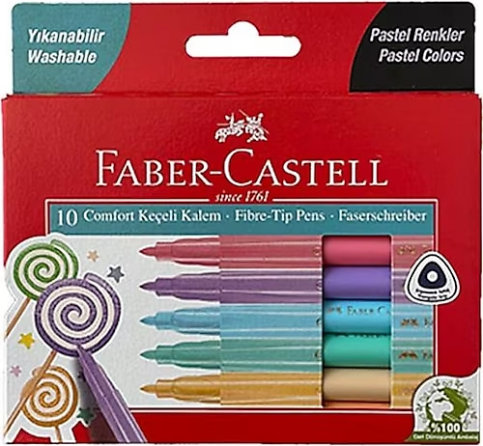 FABER-CASTELL COMFORT FIRÇA UÇLU KEÇELİ KALEM PASTEL 10 RENK (000011) - 1