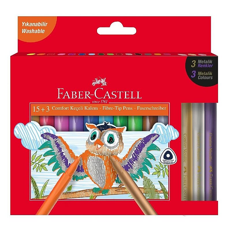 FABER-CASTELL COMFORT KEÇELİ KALEM METALİK 15+3 RENK (5068155241)