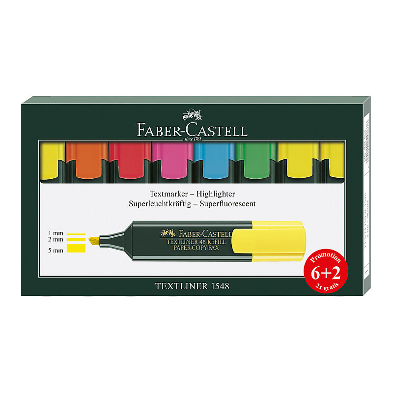 FABER-CASTELL FOSFORLU KALEM SETİ MAT GÖVDE 6+2 RENK (5038154862)