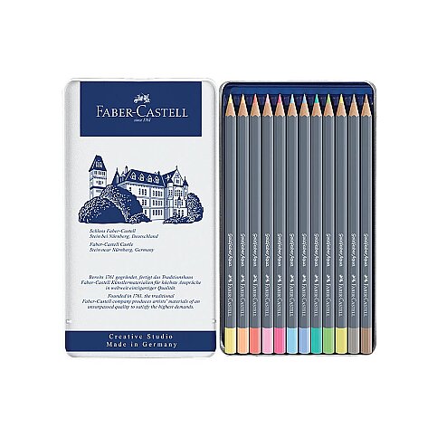Faber-Castell Goldfaber Aqua Boya Kalemi 12 Renk Pastel Metal Kutu (5188114622) - 1