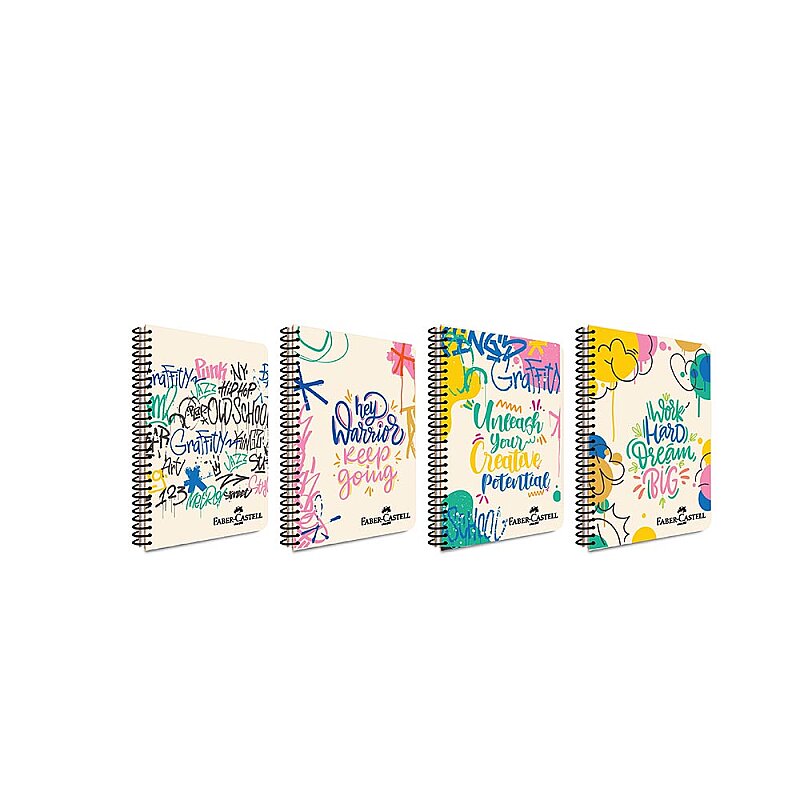 FABER-CASTELL GRAFİTİ SPİRALLİ PLASTİK KAPAK DEFTER A4 ÇİZGİLİ 100 YAPRAK (5075000429)