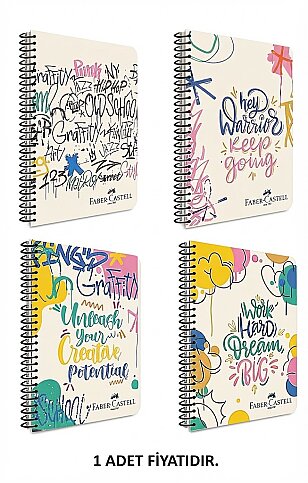 FABER-CASTELL GRAFİTİ SPİRALLİ PLASTİK KAPAK DEFTER A4 KARELİ 100 YAPRAK (5075000430) - 1