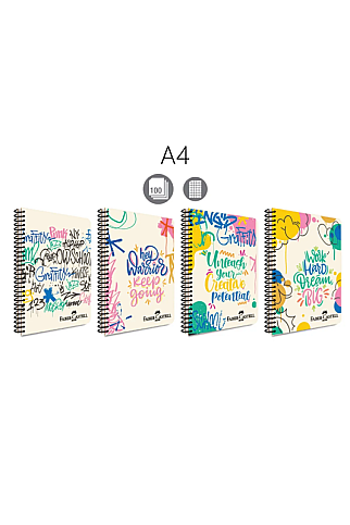 FABER-CASTELL GRAFİTİ SPİRALLİ PLASTİK KAPAK DEFTER A4 KARELİ 100 YAPRAK (5075000430) - 1