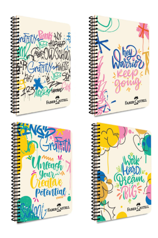 FABER-CASTELL GRAFİTİ SPİRALLİ PLASTİK KAPAK DEFTER A4 KARELİ 80 YAPRAK (5075000428)