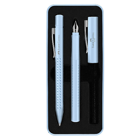 FABER-CASTELL GRİP 2011 DOLMA KALEM+TÜKENMEZ KALEM SETİ GÖK MAVİ (5178201524) - 1