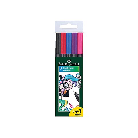 FABER-CASTELL GRİP FİNEPEN 0.4mm KEÇE UÇ 4+1 RENK (5020000010) - 1