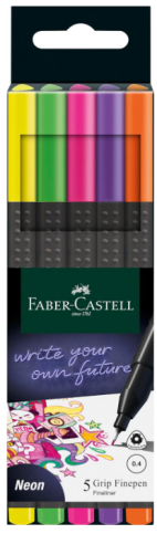 FABER-CASTELL GRİP FİNEPEN 0.4mm KEÇE UÇ NEON 5 RENK (151603) - 1