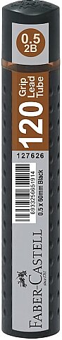 FABER-CASTELL GRİP KALEM UCU 0.5 2B 60mm SİYAH (5090127626) - 1