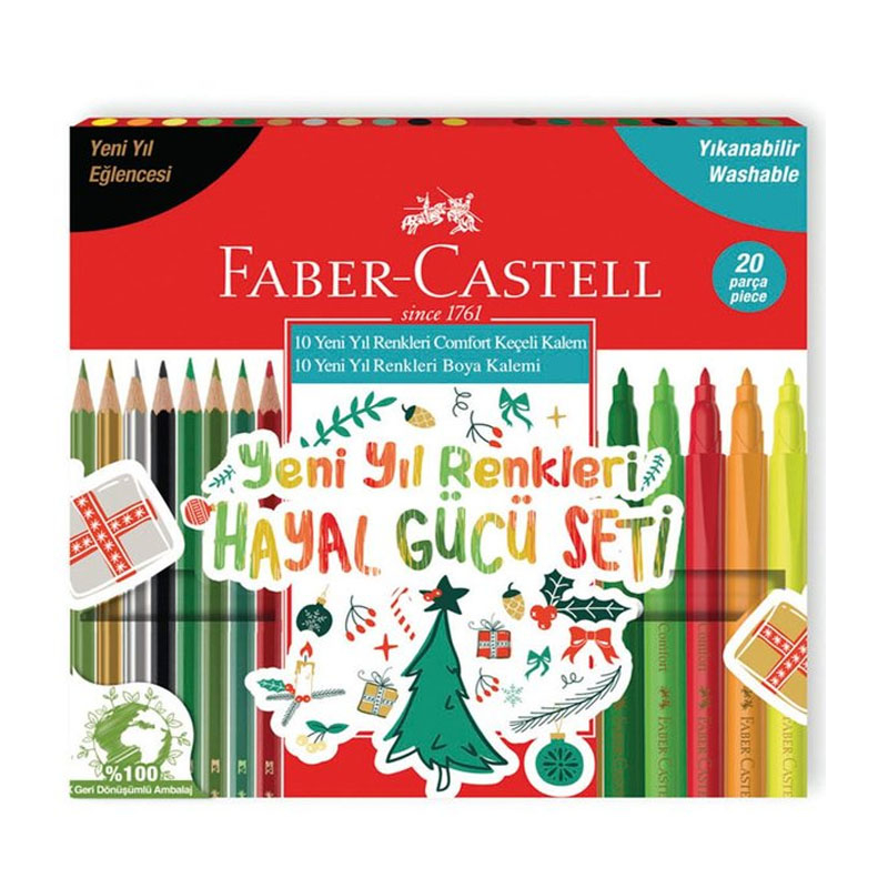 FABER-CASTELL HAYAL GÜCÜ KURU BOYA+KEÇELİ KALEM SETİ PASTEL 20 RENK (5178000107)