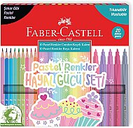 FABER-CASTELL HAYAL GÜCÜ KURU BOYA+KEÇELİ KALEM SETİ PASTEL 20 RENK (5178000107) - FABER-CASTELL