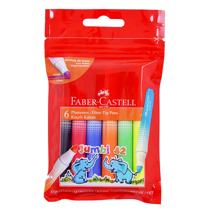 FABER-CASTELL JUMBO 42 NEON KEÇELİ KALEM 6 RENK (5068030642)