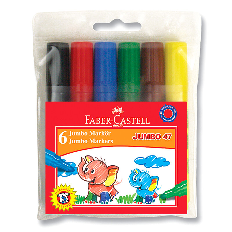 FABER-CASTELL JUMBO 47 PERMANENT MARKÖR KOLİ KALEMİ 6 RENK (5068030647)