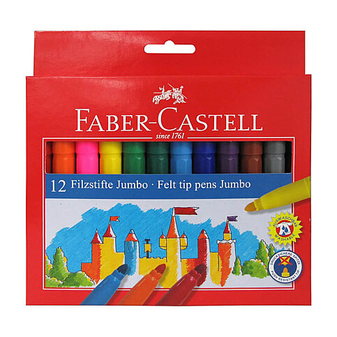 FABER-CASTELL YIKANABİLİR JUMBO KEÇELİ KALEM 12 RENK (5062554312) - 1