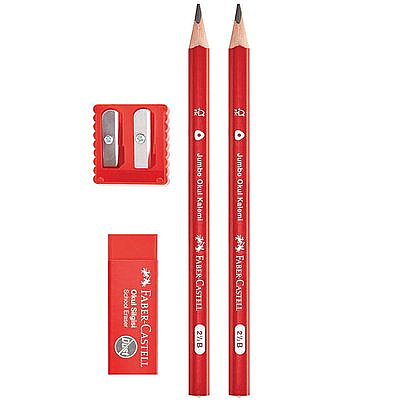 FABER-CASTELL JUMBO KURŞUN KALEM SETİ 2.5B (2 KALEM+SİLGİ+KALEMTRAŞ)(5244000025)