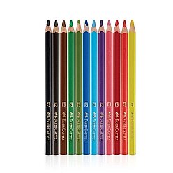 Faber-Castell Jumbo Üçgen Beyaz Kuru Boya Kalemi Tamboy 12 Renk (5173116616) - 2
