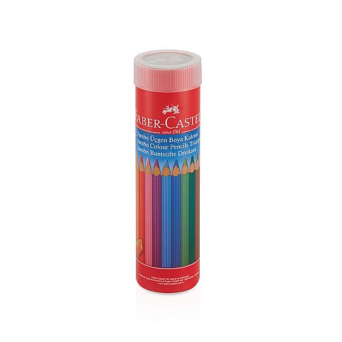 Faber-Castell Jumbo Üçgen Kuru Boya Kalemi Tamboy 12 Renk Metal Tüp (5173116615) - 1