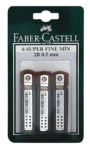 FABER-CASTELL KALEM UCU 0.5 2B 60mm 6LI BLİSTER (5506127820) - 1
