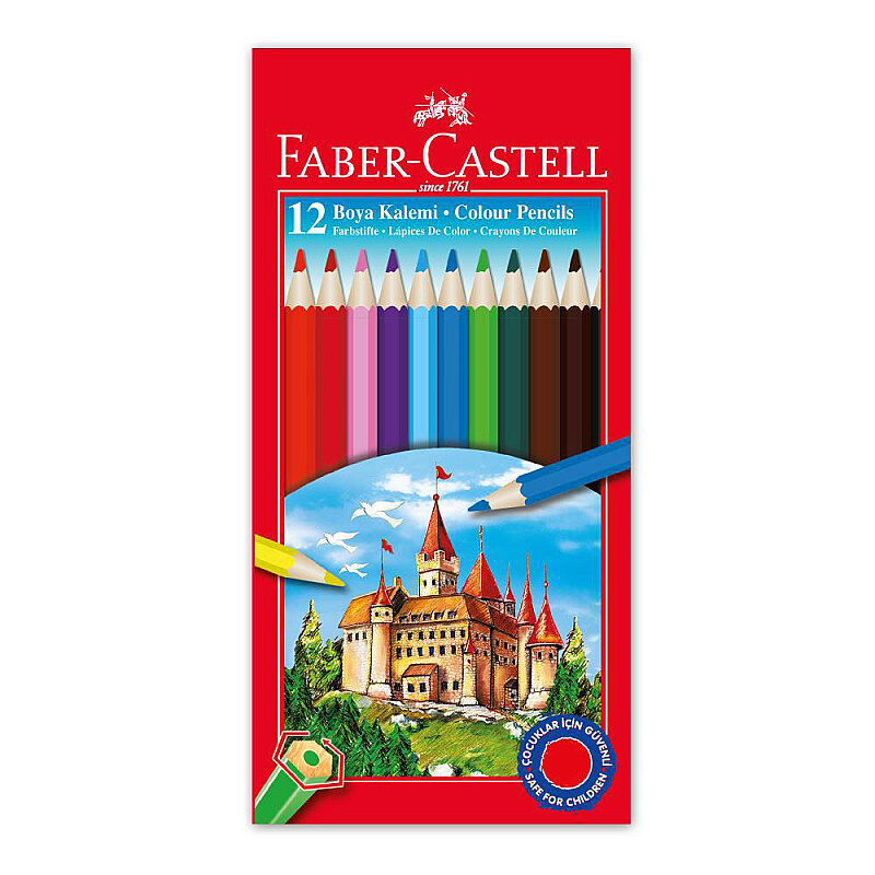 FABER-CASTELL KURU BOYA TAM BOY 12 RENK KARTON KUTULU (5171116312)