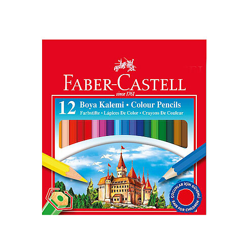 FABER-CASTELL KURU BOYA YARIM BOY 12 RENK KARTON KUTU (5171116412) - 1