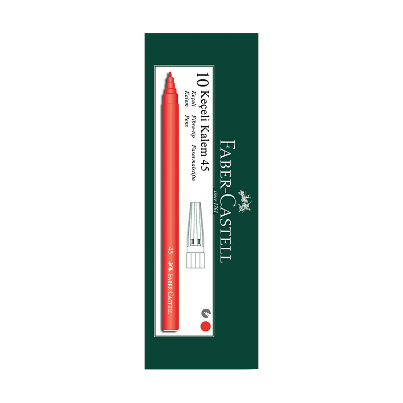 Faber-Castell 45 Keçeli Kalem Kırmızı 10Lu (155003)