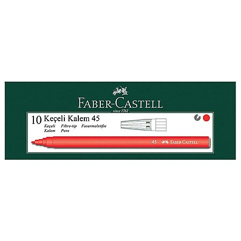 FABER-CASTELL 45 KEÇELİ KALEM KIRMIZI 10LU (5061155003) - 1