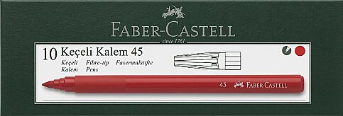 FABER-CASTELL 45 KEÇELİ KALEM KIRMIZI 10LU (5061155003) - 1