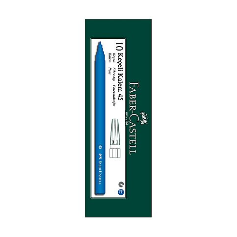 FABER-CASTELL 45 KEÇELİ KALEM MAVİ 10LU (5061155001) - 1